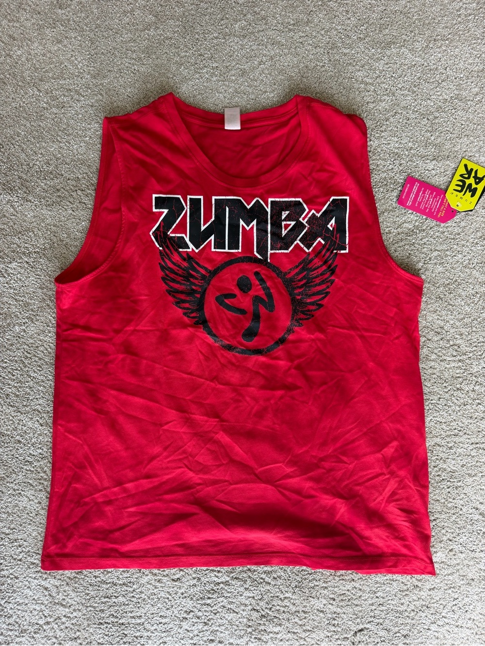 Zumba Fitness Red Sleeveless Tank with Black Logo Wings